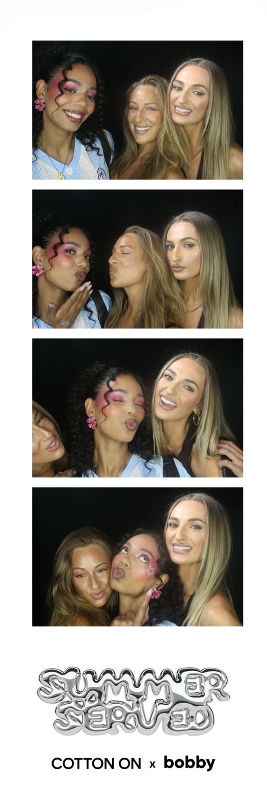 Photo booth strip showing multiple guest poses