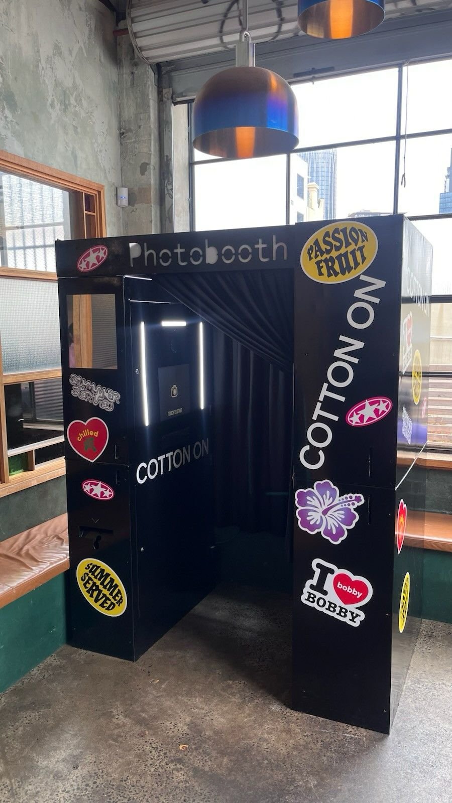 Enclosed photo booth setup